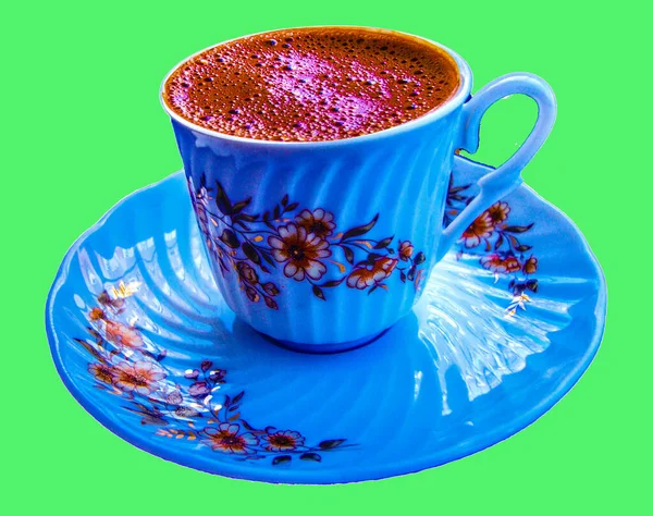 Cup Cofee Porcelain Turkish Cofee Hot Drinking Plate Cup — Stock Photo, Image