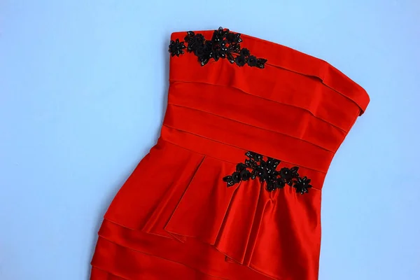 Vestido Vermelho Escarlate Para Festa Baile Evento — Fotografia de Stock