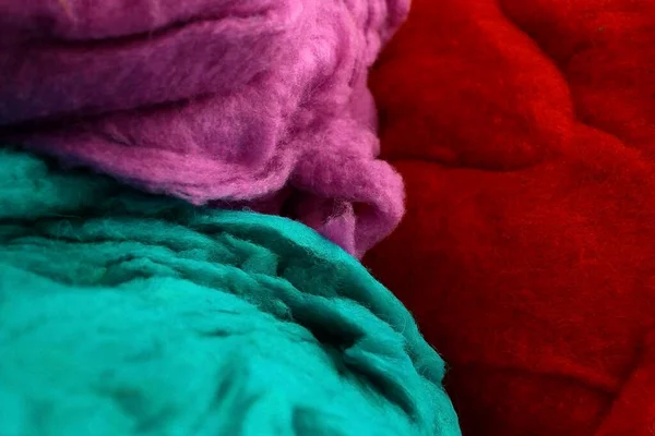 用天然羊毛做的麻袋 用来做毛毯 美利奴纱线质感 — 图库照片