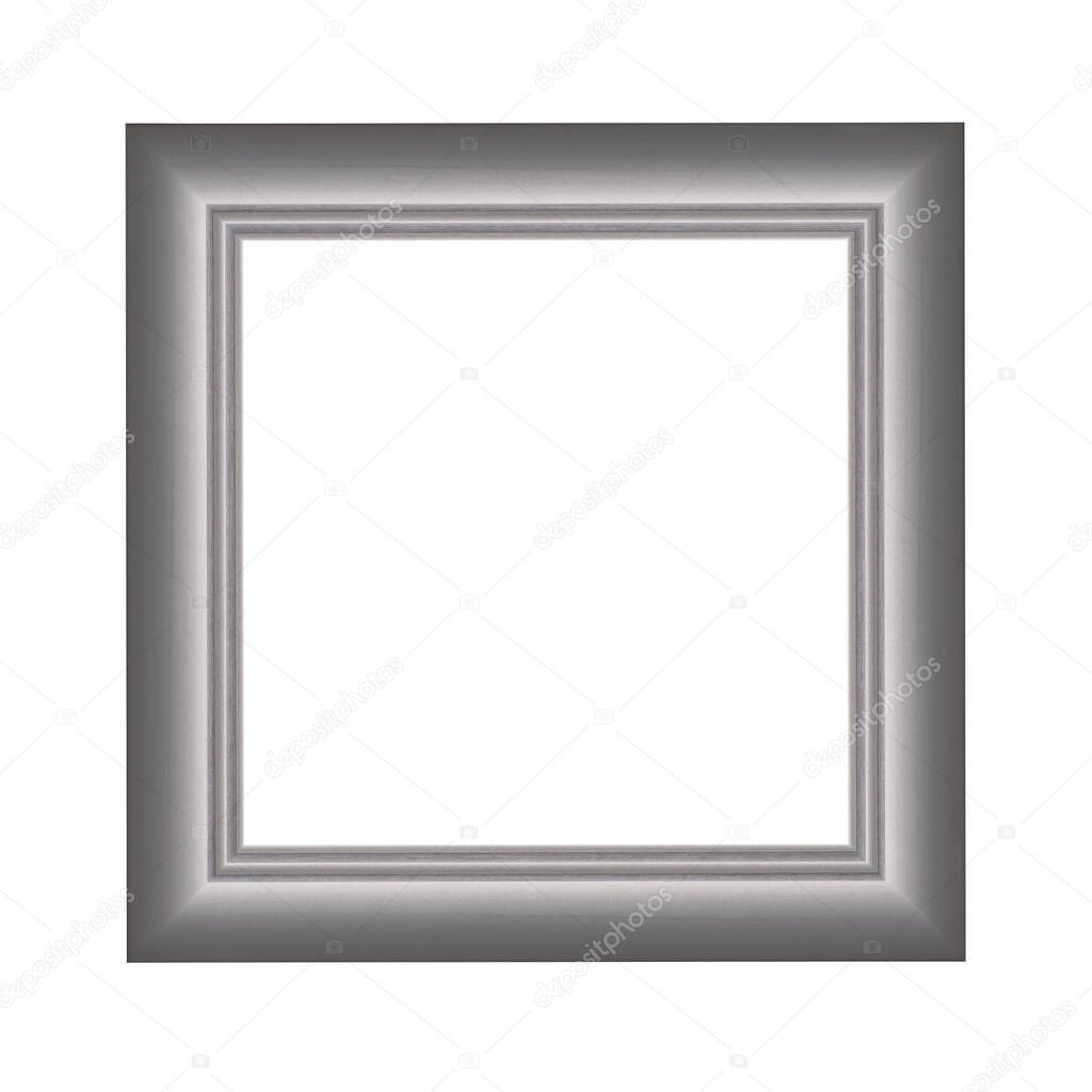Square light grey photo frame mock up. Template for picture, painting, poster or photo.Isolated on white background.