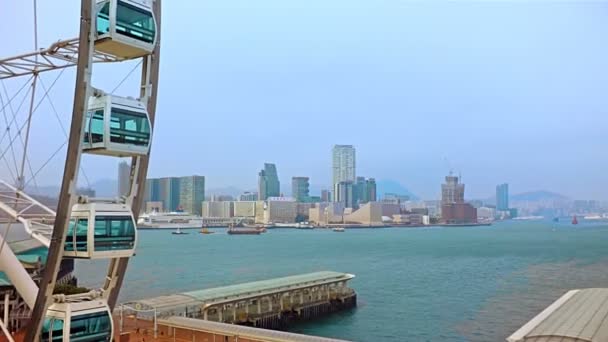 Vista aérea del puerto de Victoria, Hong Kong — Vídeo de stock