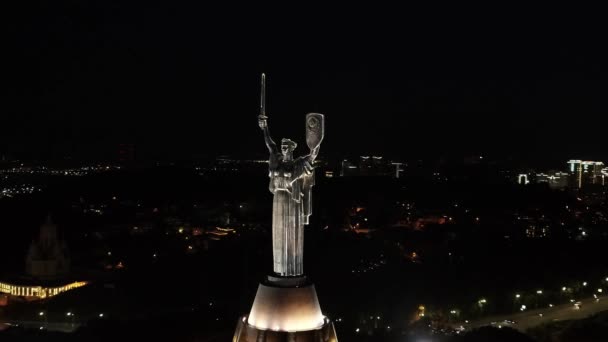Anıtta Lazer Gösterisi Anavatan Anıtı Kyiv Ukrayna Telifsiz Stok Video