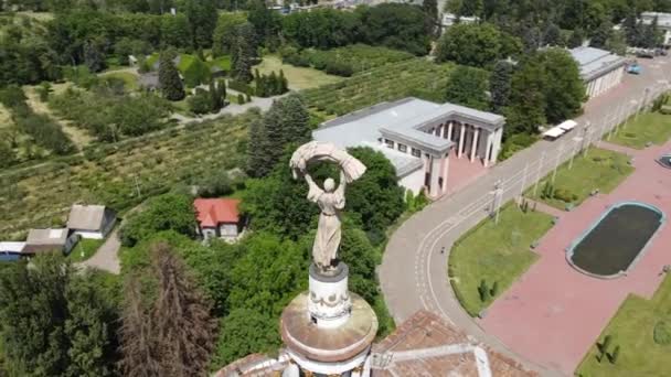 Ukrayna Nın Merkez Üssü Hava Görüntüsü Anıtın Etrafında Uçuşan Stok Çekim 