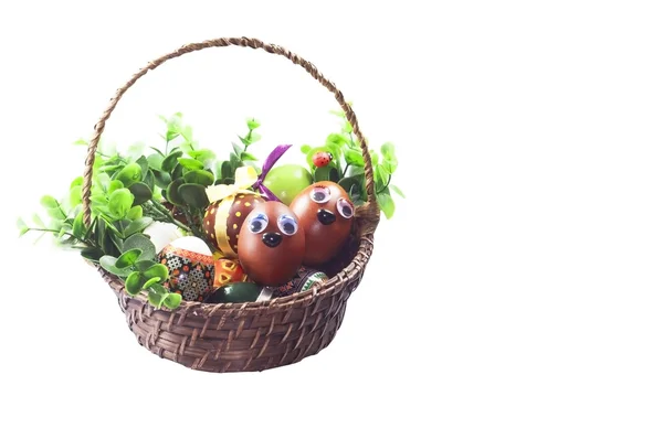 Basket with Easter eggs — Stock Photo, Image