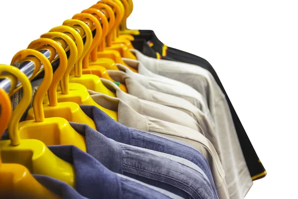 Hangers with mens clothes — Stock Photo, Image