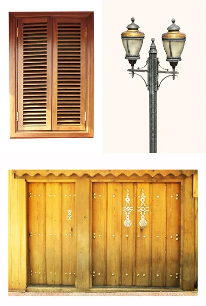 Window, door and street  lamp — Stock Photo, Image