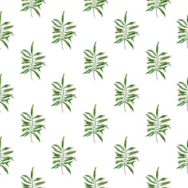 Seamless tropical pattern with green palm leaves staggered for design and decoration. Great for decorative paper, scrapbooking, and design