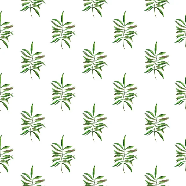 Seamless Tropical Pattern Green Palm Leaves Staggered Design Decoration Great — Stock Photo, Image