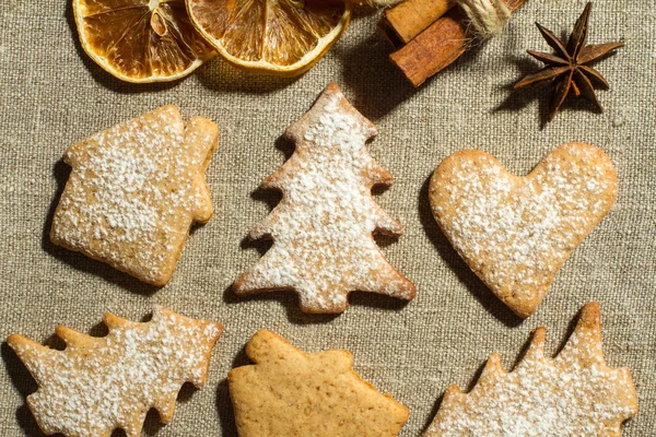 Ginger cookies and dry spices — Stock Photo, Image