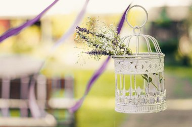 Küçük kafes ile çiçek - düğün Aksesuar