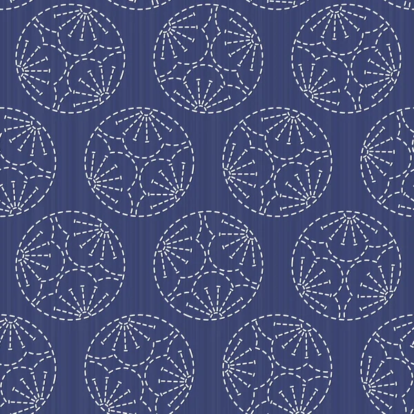 Sashiko-Motiv. Pflaumenblüten. nahtloses Muster. — Stockvektor