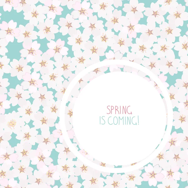 Le printemps arrive ! carte postale. Fleur de cerisier . — Image vectorielle