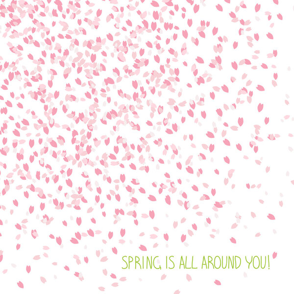 'Spring is all around you!' card. Cherry petals.