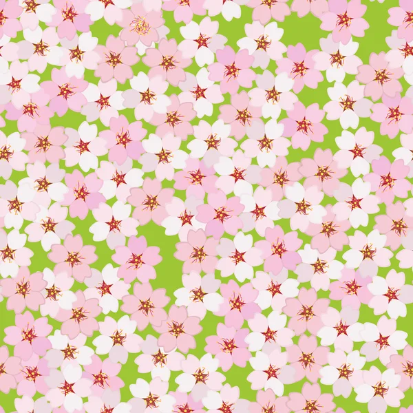 Flor de cerezo. Flores Sakura. Patrón sin costura — Vector de stock