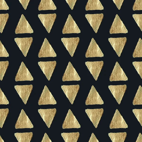 Triangle texture. Golden paint. Seamless pattern.