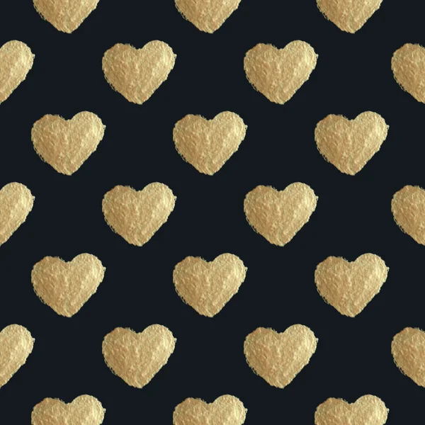Heart background. Golden paint. Seamless pattern. — Stock Photo, Image
