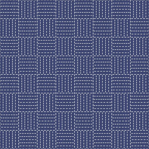 Patrón de tejido Sashiko. Motivo japonés sin costuras . — Vector de stock