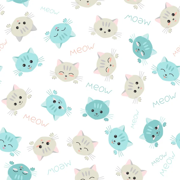 Fondo de gatito sin costuras. Estilo japonés manga . — Vector de stock