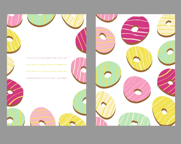 Sweet donut card with copy space area. Two sides. — Stock Vector