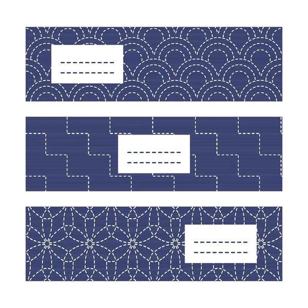 Banner Set med japanskt broderi ornament. — Stock vektor