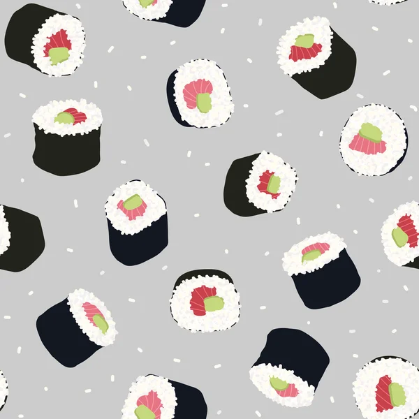 Rollos de sushi con salmón y aguacate. — Vector de stock