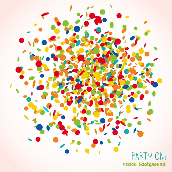 La fête commence ! carte postale. Cadre confetti coloré . — Image vectorielle