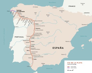 Via de la Plata göster. Camino De Santiago, İspanya.