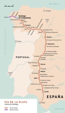 Via de la Plata göster. Camino De Santiago, İspanya.