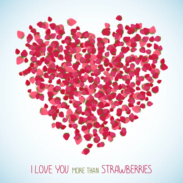 我爱你胜过自己的草莓。复制空间. — 图库矢量图片