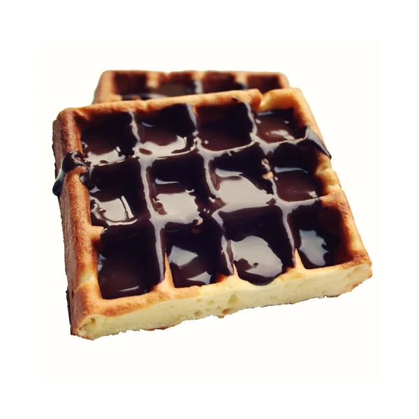 Viena Waffles coberto com cobertura de chocolate. Isolados . — Fotografia de Stock