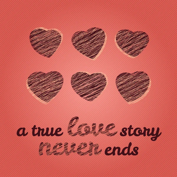 'A true love story never ends' typography. Valentine's Day Love Card. — Stock Vector