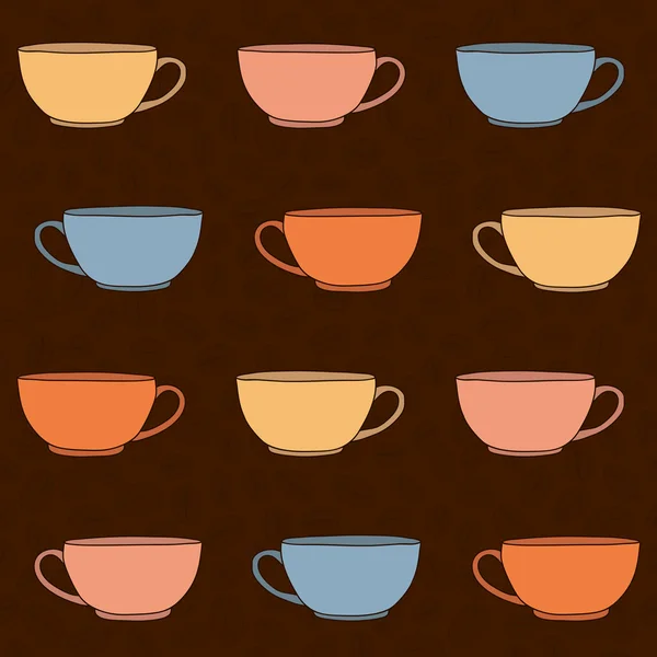 Tasses à thé dessinées à la main Illustration . — Image vectorielle