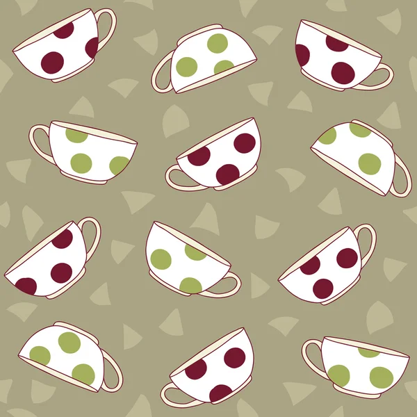 Ilustración con tazas de té de lunares  . — Archivo Imágenes Vectoriales