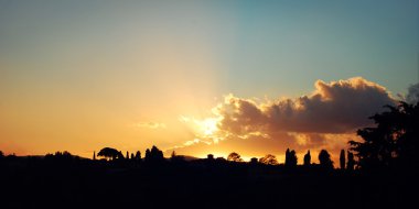 Ekim sunset Floransa - vintage etkisi. Doğal görünümü retro p