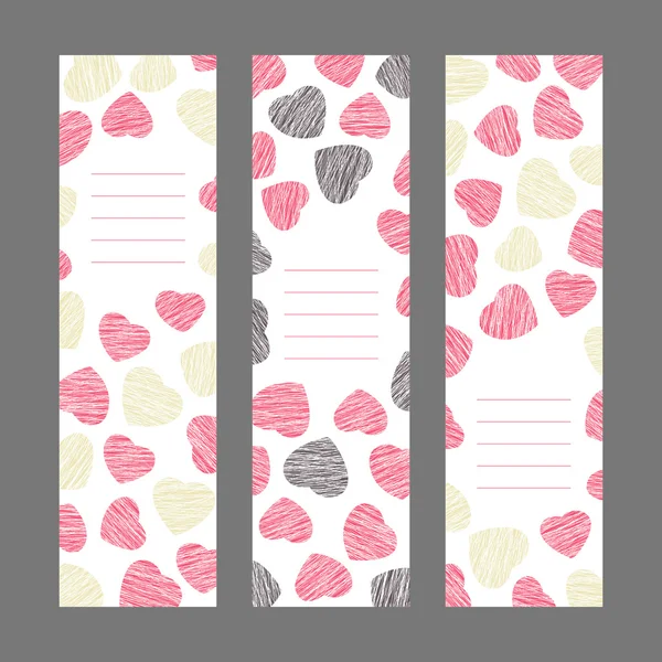 Set van Valentijnsdag verticale banners. Roze harten sieraad. Vectorillustratie. — Stockvector