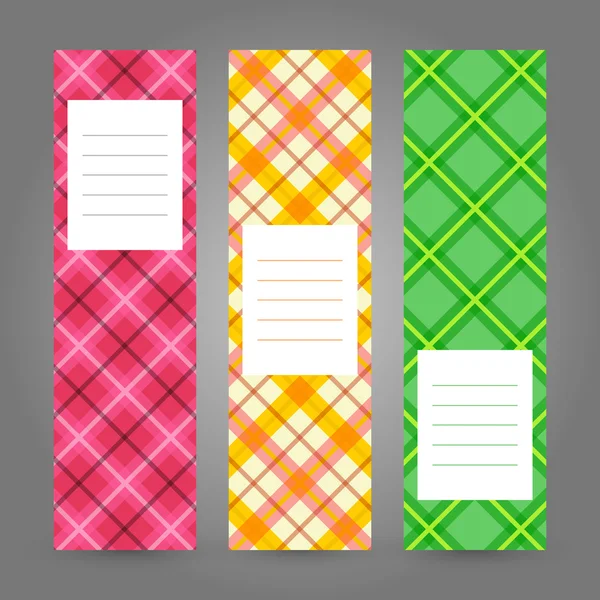 Set of Vertical Plaid Banners. Abstract Geometric ornament. Vector backgrounds. — Stock Vector