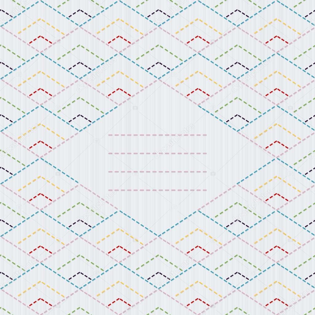 Text frame. Traditional Japanese Embroidery Ornament with rhombs.