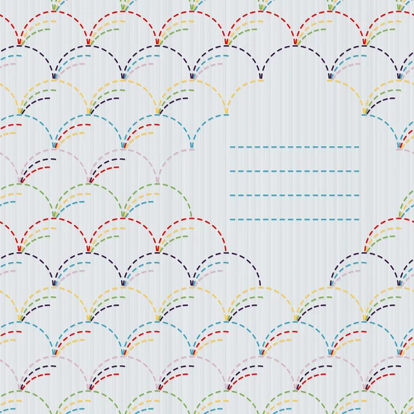Ramka tekstowa. Tradycyjne japońskie Ornament hafty z łuków. Sashiko wektor wzór. — Wektor stockowy