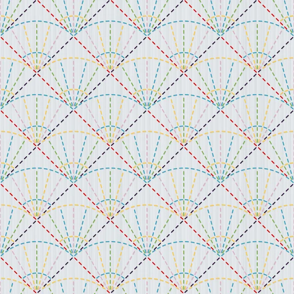 Décoration de broderie japonaise traditionnelle. Sashiko avec des drôles colorés. Modèle vectoriel Sashiko . — Image vectorielle