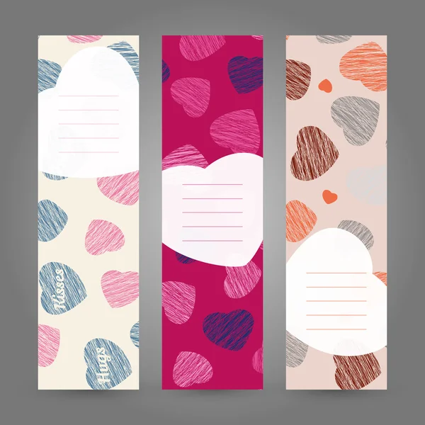 Set of Romantic vertical banners. Hearts ornament. Vector Illustration. — Stock Vector