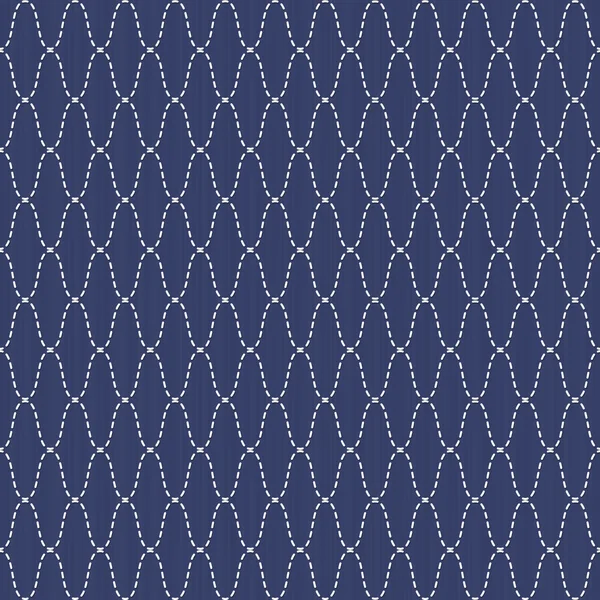 Geleneksel Japon nakışı süsleme. Dalgalı Sashiko. Sorunsuz vektör desen.