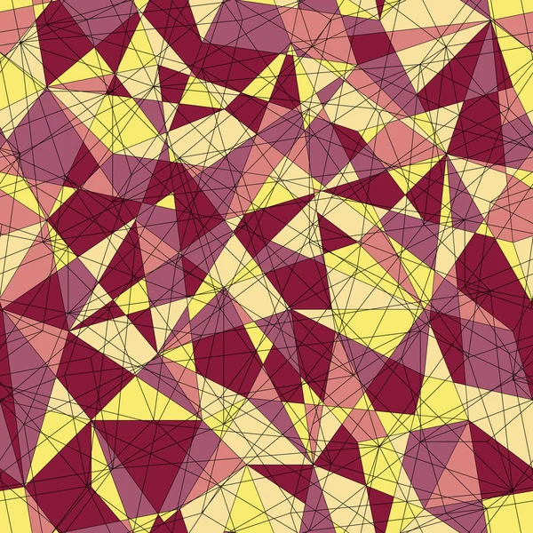 Abstrakt mosaikmönster med trianglar. Sömlös vektor mönster. Gul röda färger. — Stock vektor