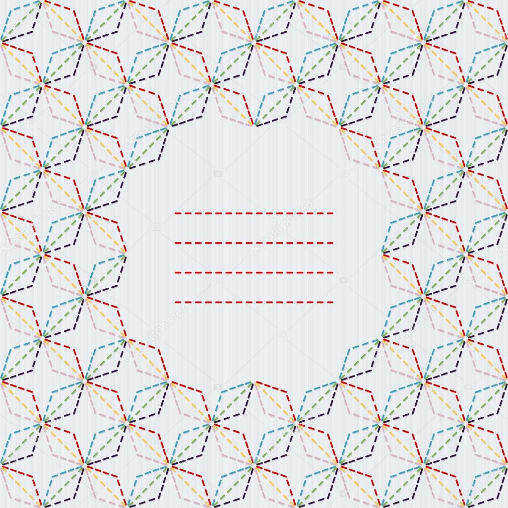 Text frame. Traditional Japanese Embroidery Ornament with rhombs. Sashiko vector pattern.