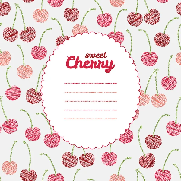 Fondo repetitivo con cerezas arañadas . — Vector de stock