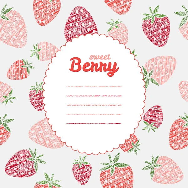 Repeating  backdrop with scratched strawberries — Stock Vector