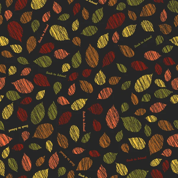 'Terug naar school'. Herfst textuur met geschraapt bladeren. Naadloze p — Stockvector