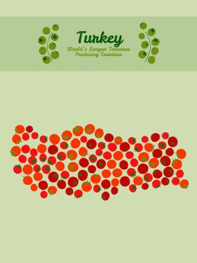 Türkiye'de harita yapılmış dışarı kırmızı domates yaptı. Domates arka plan. Poster.