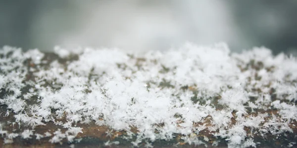 Weißer Schnee auf dem verschwommenen Hintergrund. — Stockfoto