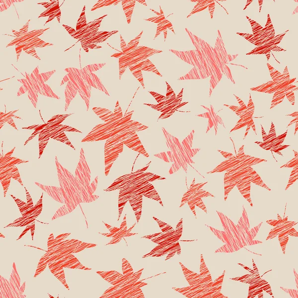 Fall background with scratched maple leaves. Seamless pattern. — Stock Vector