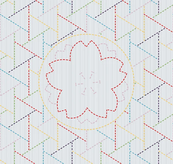 Traditional japanese needlework. Sashiko with sakura flower. Stock